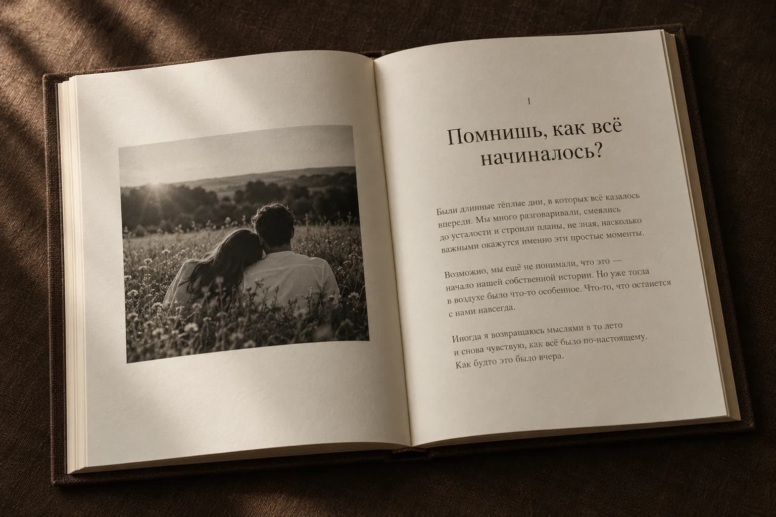 Визуальная концепция разворота с фотографией и текстом